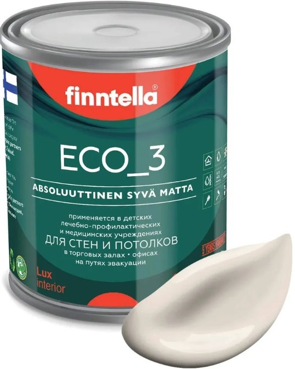 

Краска Finntella Eco 3 Wash and Clean Samppanja F-08-1-1-LG28 0.9 л (св.-бежевый)