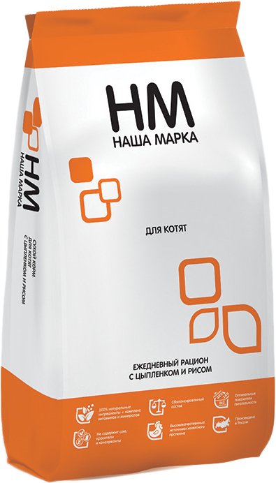 

Сухой корм для кошек Наша Марка Для котят с цыпленком и рисом 10 кг