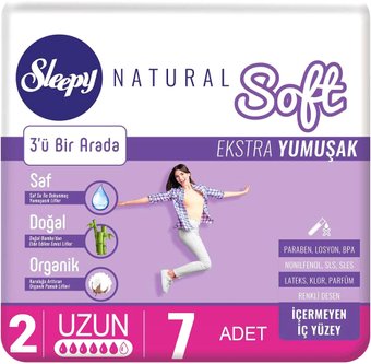 Прокладки гигиенические Sleepy Natural Soft Extra Soft 3 в 1 Long (7 шт)