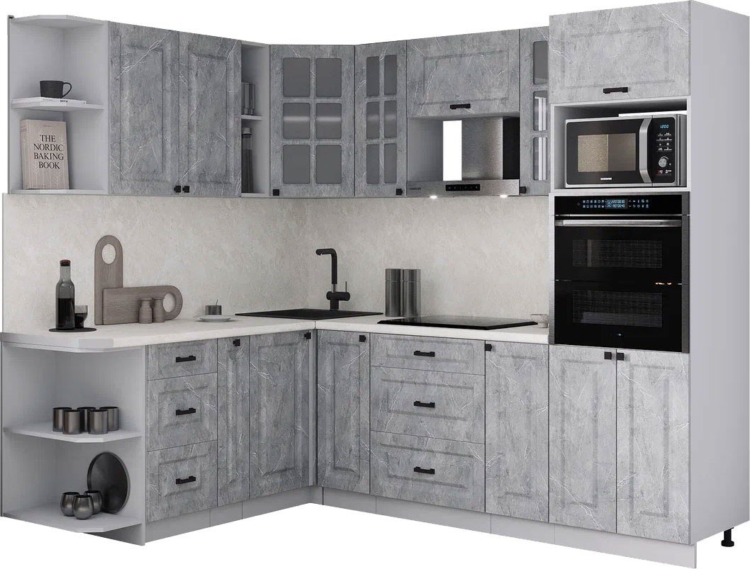 

Готовая кухня Интерлиния Мила Деко 1.88x2.4 LV (керамика/керамика/опал светлый)