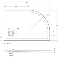 Душевой поддон BelBagno TRAY-MR-UNO-RH-120/80-550-35-W-R-NO