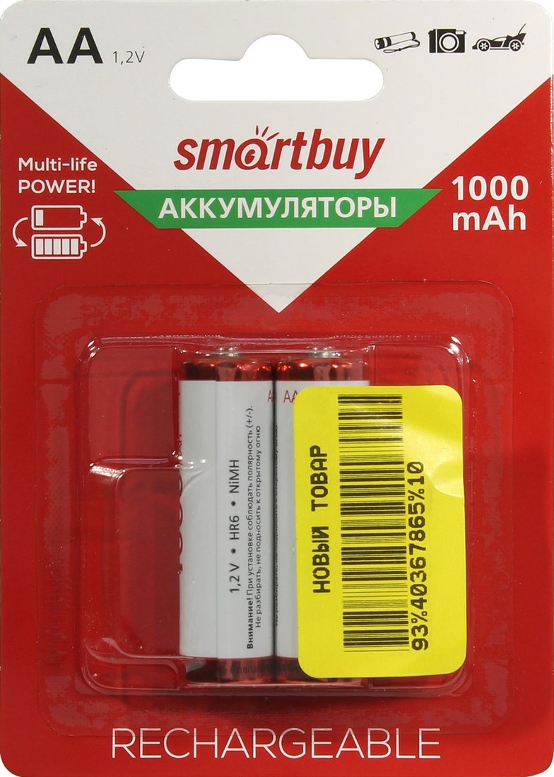 

Аккумулятор SmartBuy AA 1000mAh 2 шт. SBBR-2A02BL1000