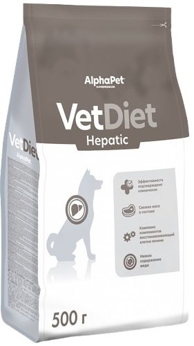 

Сухой корм для собак AlphaPet VetDiet Hepatic для взрослых собак 500 г