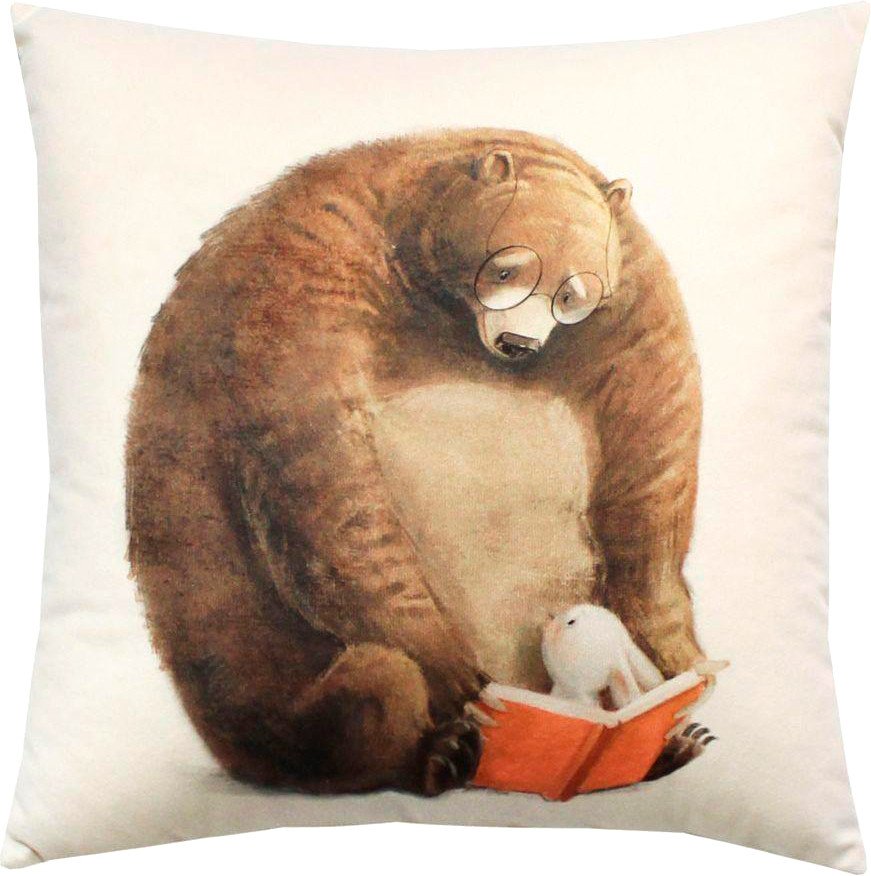 Декоративная подушка Matex Fluffy. Медведь и заяц 62-509 (молочный/красный/коричневый)
