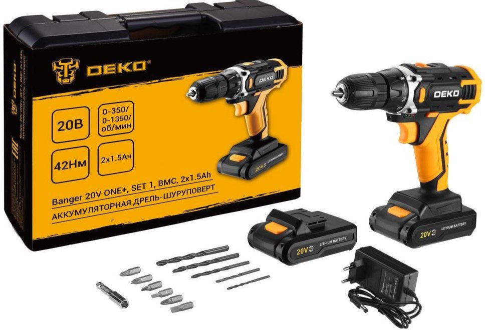 

Дрель-шуруповерт Deko Banger 20V ONE+ 083-1110 (с 2-мя АКБ, кейс)