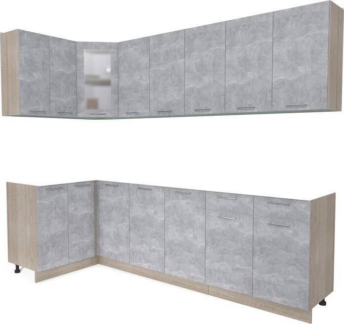 

Готовая кухня Интерлиния Мила 12x26 без столешницы (бетон)