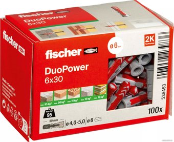 Дюбель универсальный Fischer DuoPower 6 x 30 535453 (100 шт)