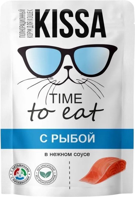 

Консервированный корм для кошек Kissa С рыбой в соусе (28x75г)