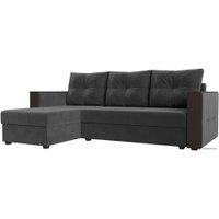 Угловой диван Лига диванов Валенсия Лайт левый (велюр, серый)