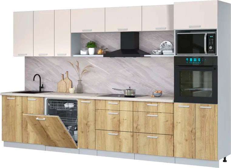 

Готовая кухня Интерлиния Мила Лайт 3.5-ПМ1-2 (персидский жемчуг/дуб золотой/бискайская сосна)