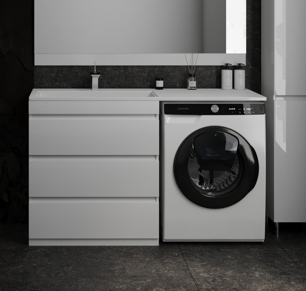 

Symbolite Тумба под умывальник Даллас 140 Люкс Plus 3 ящика (белый)