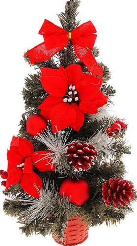 Елочка настольная Сима-ленд Красная пуансетия с сединой (зеленый/красный) [717964]