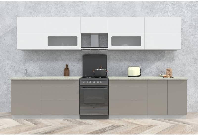 

Готовая кухня Интерлиния Мила Матте 3.6 Б (белый/луна/опал светлый)