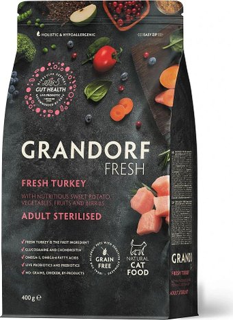 Сухой корм для кошек Grandorf Fresh Adult Sterilised (Индейка и батат) 400 г