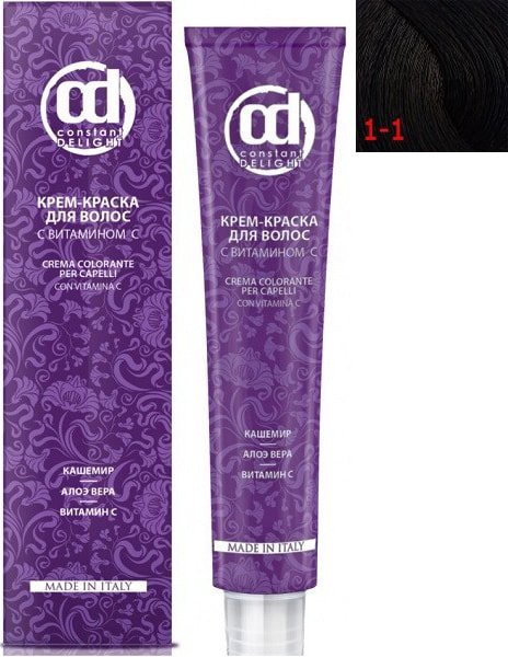 

Крем-краска для волос Constant Delight Crema Colorante с витамином С 1/1 чёрный сандрэ 100 мл
