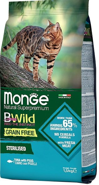 

Сухой корм для кошек Monge Bwild Tuna Sterilised 1.5 кг