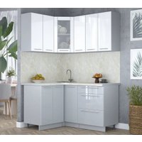 Готовая кухня Интерлиния Мила Пластик 1.2x1.5 (белый глянец/туманный глянец/опал светлый) в Солигорске