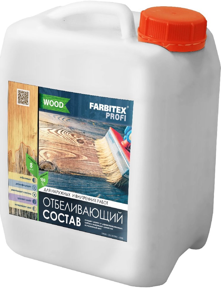 

Отбеливатель древесины Farbitex Profi Wood Отбеливающий состав концентрат 10 л