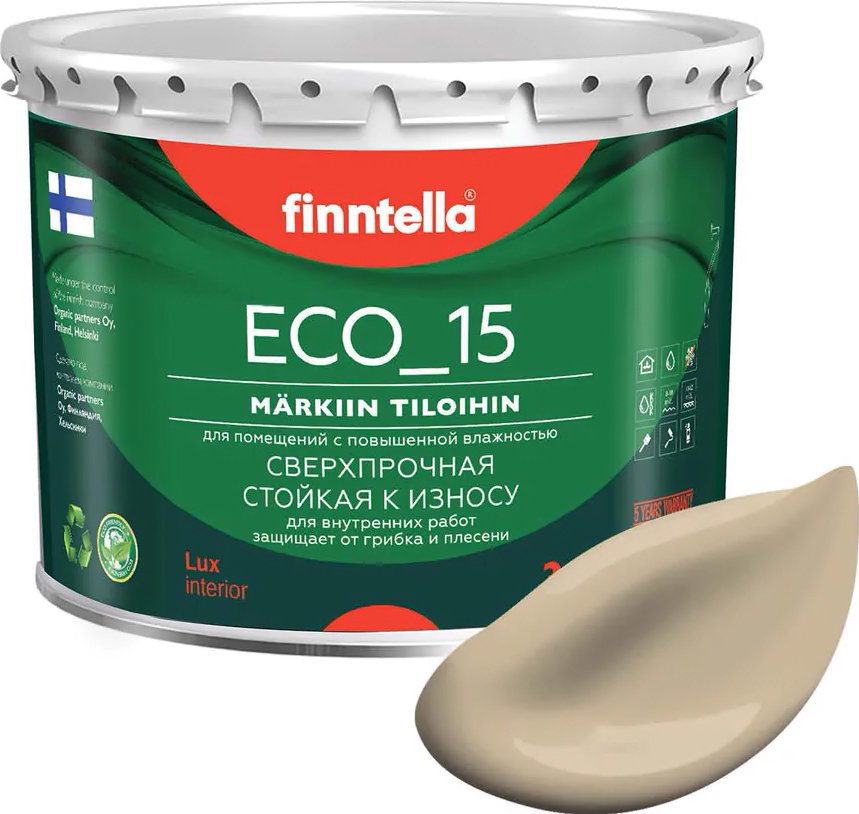 

Краска Finntella Eco 15 Karamelli F-10-1-3-FL068 2.7 л (песочный)
