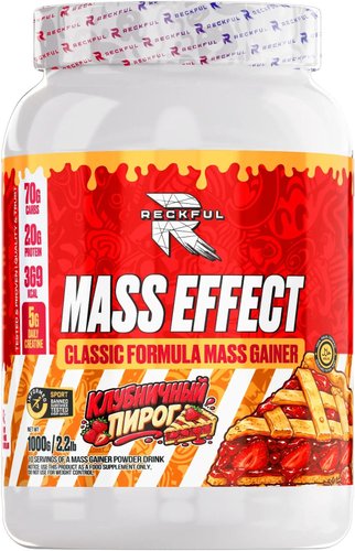 Гейнер Reckful Mass Effect Classic Gainer (клубничный пирог, 1000 г)