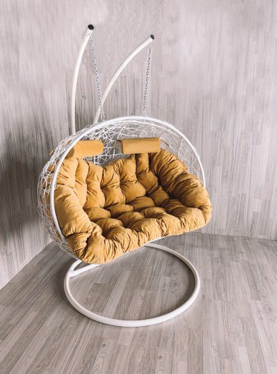 

Подвесное кресло Craftmebel Кокон Дабл (белый/желтый вельвет)