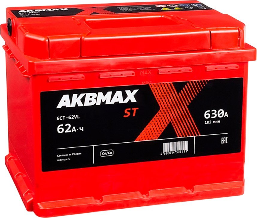 

Автомобильный аккумулятор AKBMAX ST L+ (62 А·ч)