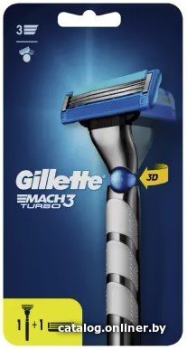 Бритвенный станок Gillette Mach3 Turbo 3D 2 сменные кассеты 7702018519989