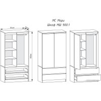 Шкаф распашной ДСВ Мори МШ 900.1 (графит)