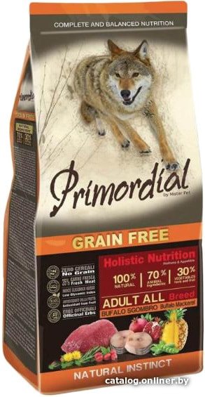 Сухой корм для собак Primordial GF Adult Buffalo & Mackerel (Буйвол и макрель) 12 кг