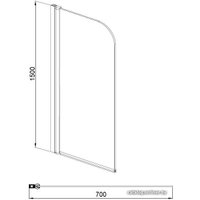 Стеклянная шторка для ванны Bravat Alfa BG070.5110A-1