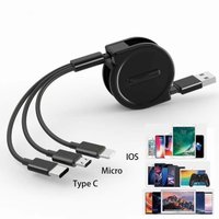 Кабель USBTOP USB Type-A - USB Type-C/Lightning/microUSB (1 м, черный, с боксом для скрутки)