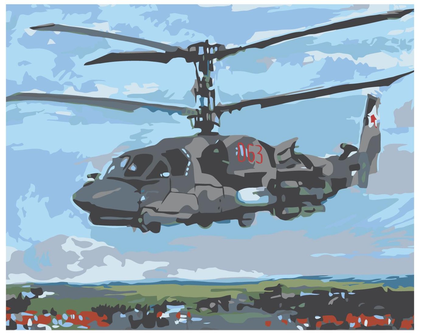 

Картина по номерам SLAVINA Военный вертолет HK3