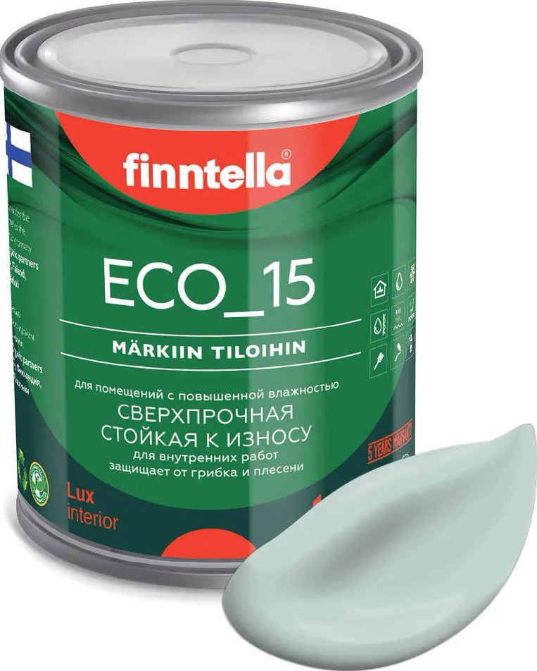 

Краска Finntella Eco 15 Paistaa F-10-1-1-FL038 0.9 л (бледно-бирюзовый)