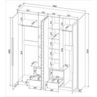 Шкаф распашной Интерлиния Концепт Тренд КТ-Ш4(з) (антрацит/дуб серый)