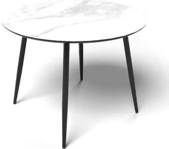Кухонный стол Элементика Милтон 1000 (белый мрамор/черный кварц/черный)