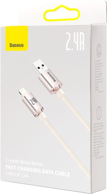 

Кабель Baseus Crystal Shine USB Type-A - Lightning (2 м, розовый)