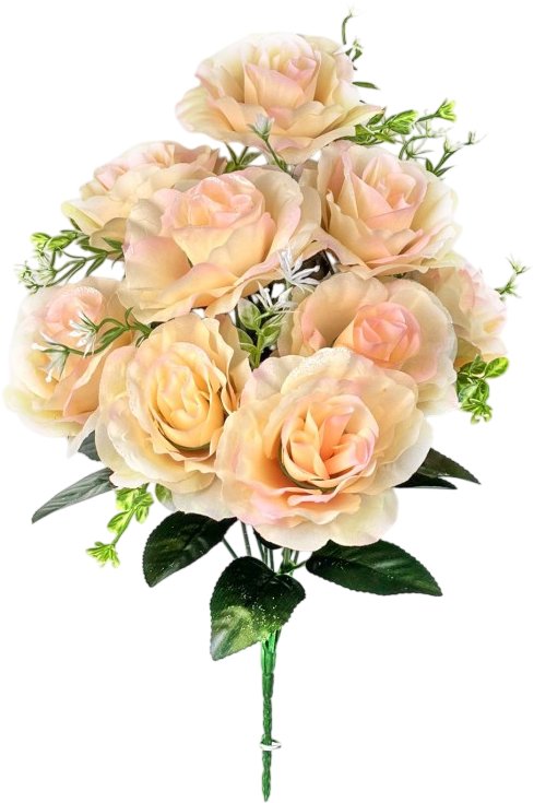 Искусственный букет KlrBy Розы с добавками СН10персиковый