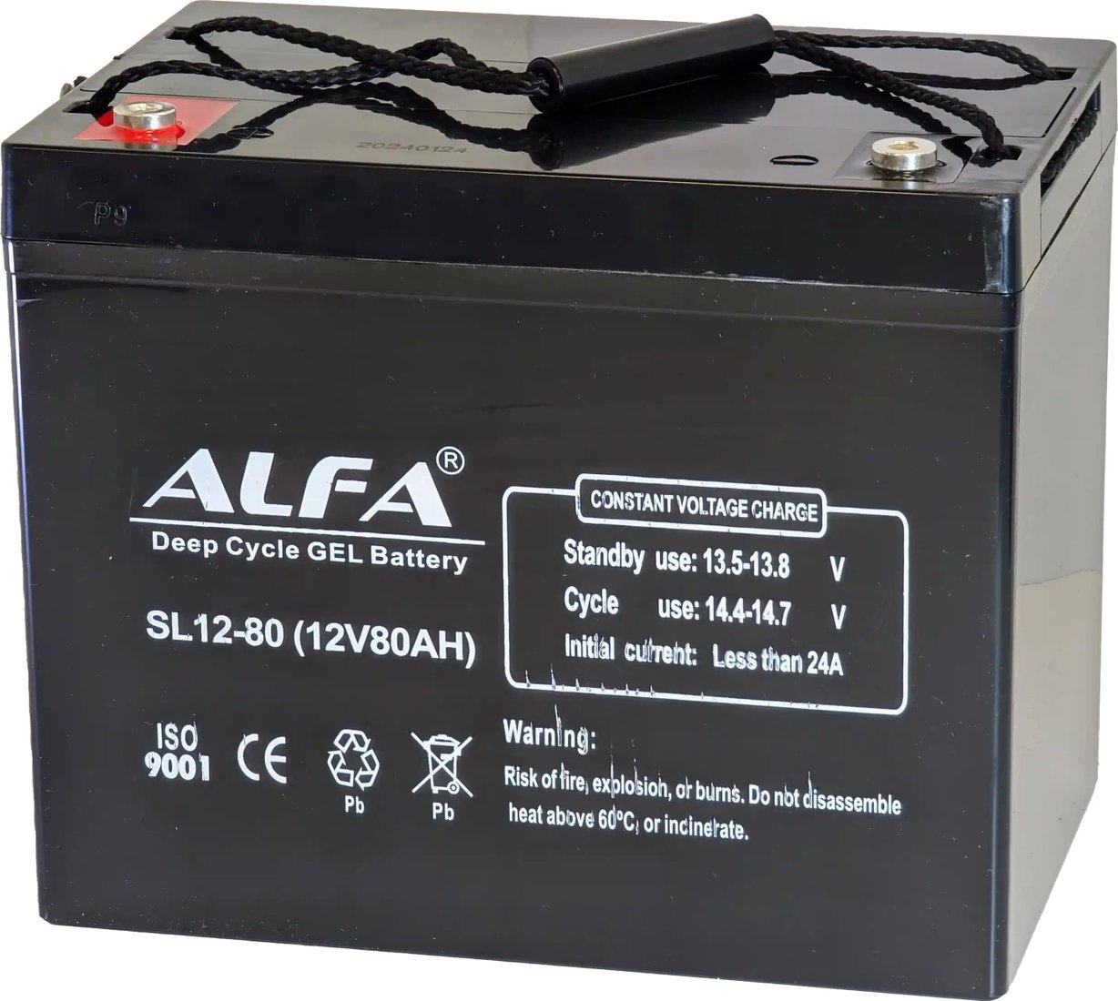 Тяговый аккумулятор ALFA 12V-80Ah(C20) L+ (80 А·ч)