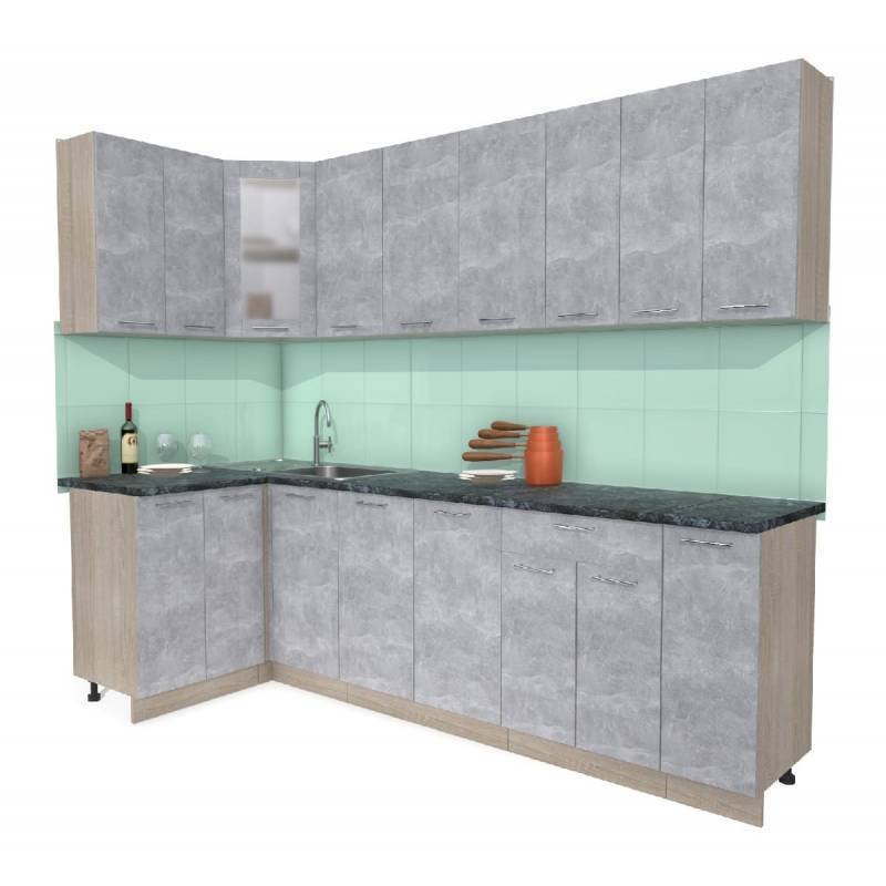 

Готовая кухня Интерлиния Мила 12x27 (бетон-бетон-кастилло темный)