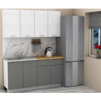 Готовая кухня ЭлиГард Lion 2 1.6 (белый структурный/дымчатый алмаз/дуб бунратти)