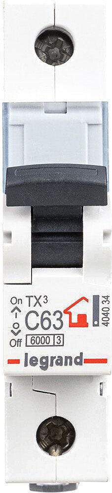 

Выключатель автоматический Legrand TX3 1P C 63A 6кА 1M 404034