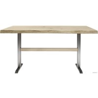 Кухонный стол Buro7 Двутавр 150 (с обзолом и сучками, дуб беленый/серебро)