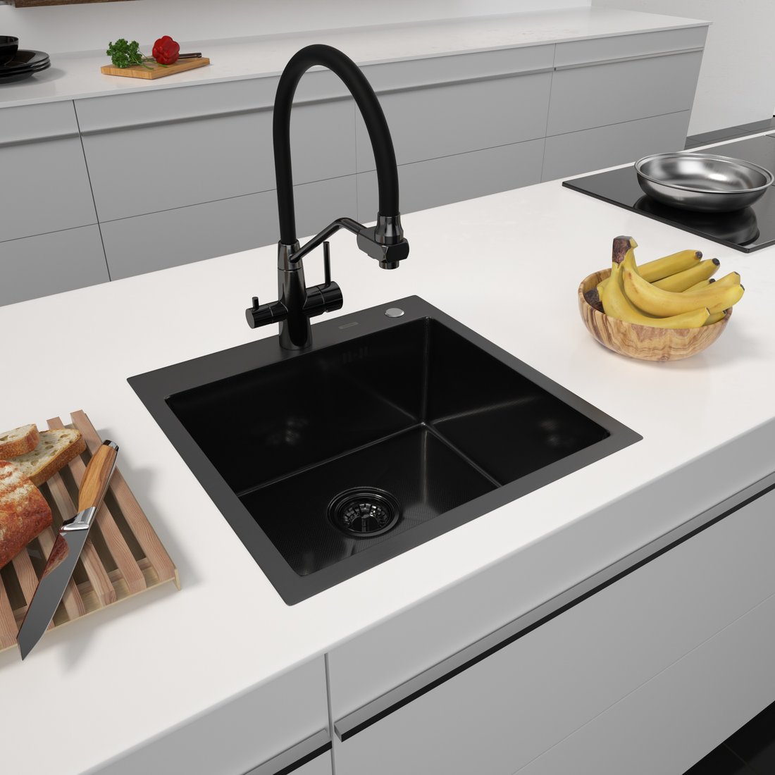 

Кухонная мойка ARFEKA Eco AR 500*500 Black PVD Nano Decor Millet Grains