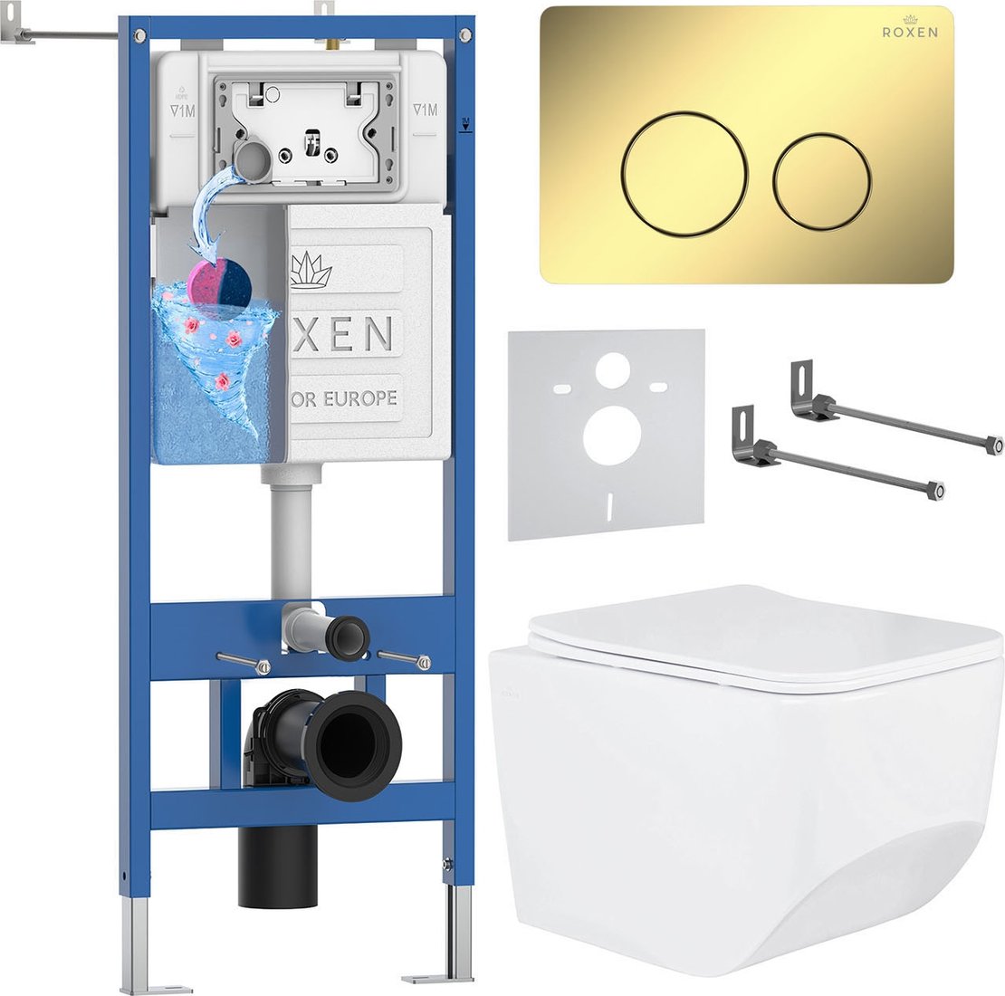 

Унитаз подвесной Roxen Boro в комплекте с инсталляцией StounFix Dual Fresh 6 в 1 868572 (кнопка: сатин матовая)