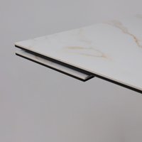 Кухонный стол Lepremo AV 2122 МДФ+керамика раздвижной 1400-2000x850 (белый глянцевый Carla Larkin/черный)