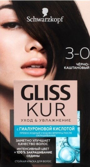 

Крем-краска для волос Gliss Kur Уход и увлажнение 3-0 черно-каштановый