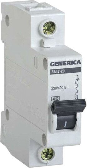 

Выключатель автоматический Generica ВА 47-29 1Р 25А 4.5кА MVA25-1-025-C