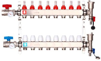 Запорная арматура Gappo Коллектор регулируемый с расходомерами G422.8 8-вых. x1"x3/4"