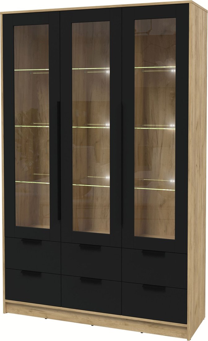 

Шкаф-витрина Интерлиния Концепт КТ-ШВ3 с подсветкой (черный/дуб золотой)