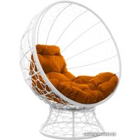 Кресло M-Group Кокос на подставке 11590107 (белый ротанг/оранжевая подушка)